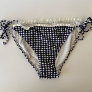 NWT Shoshanna Gingham Navy Plaid Bikini Bottom Tie - Large